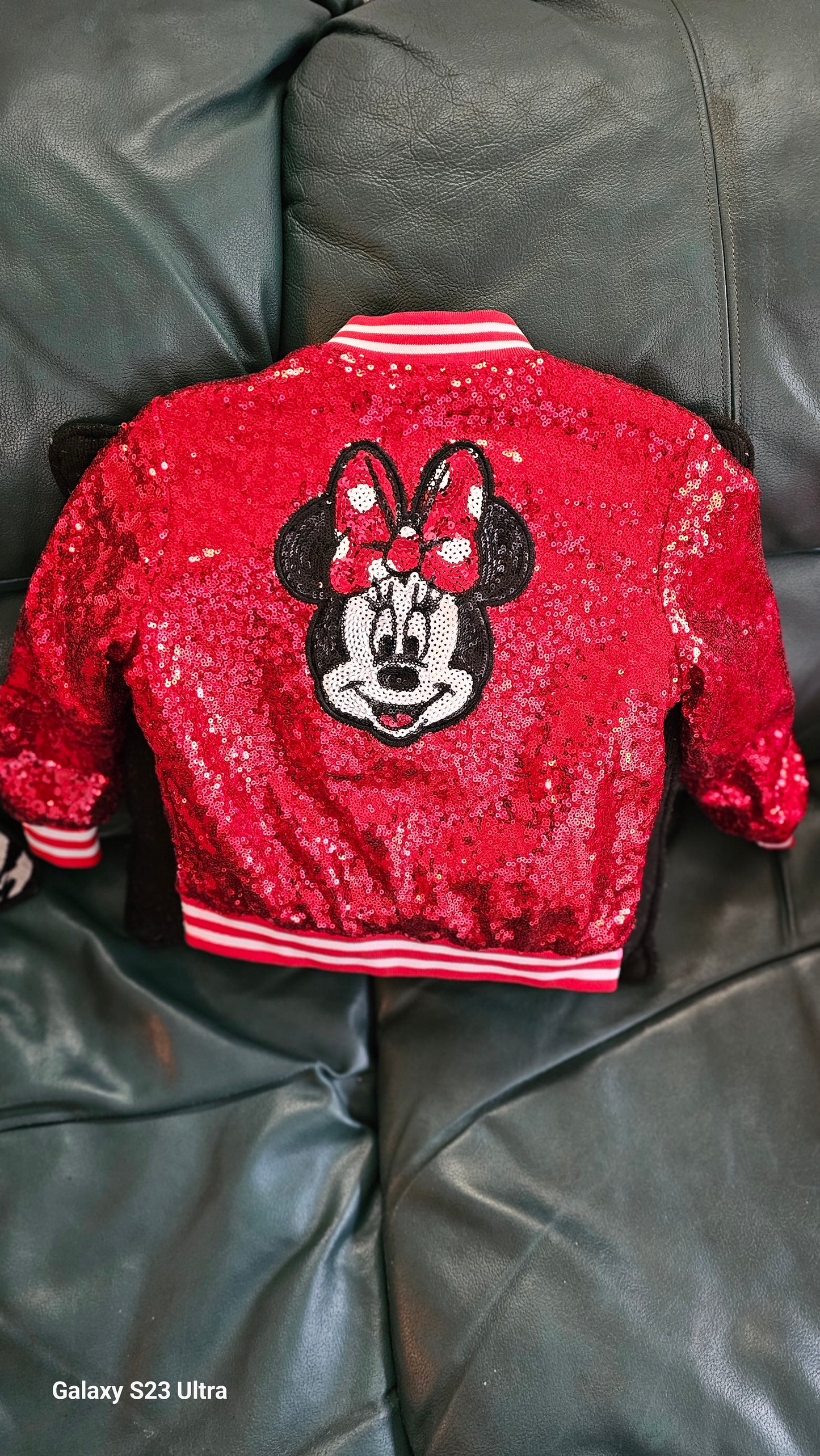 Disney Red Sequined Kids Varsity Jacket sz 4 - gently Used