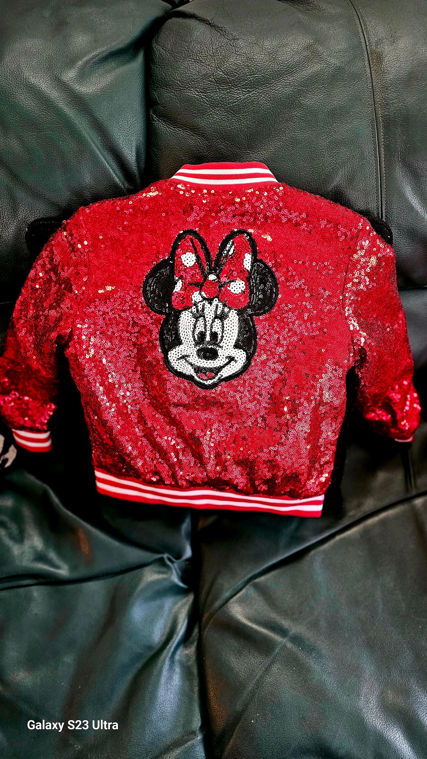 Disney Red Sequined Kids Varsity Jacket sz 4 - gently Used