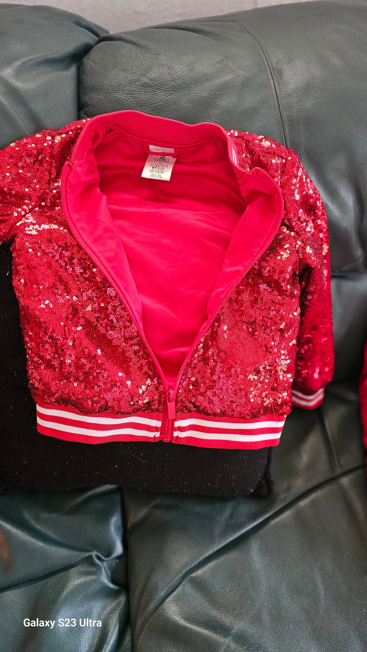 Disney Red Sequined Kids Varsity Jacket sz 4 - gently Used