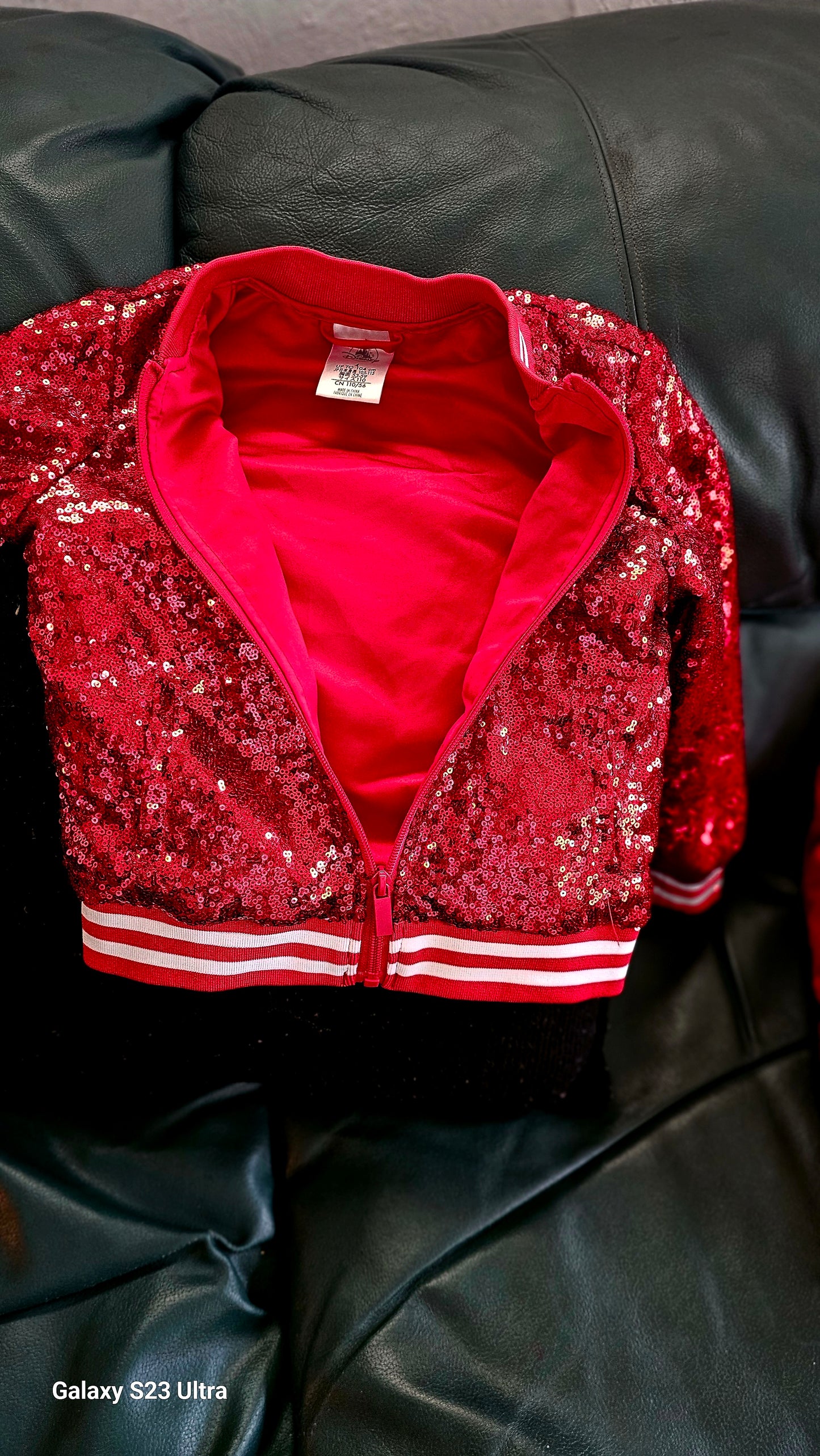 Disney Red Sequined Kids Varsity Jacket sz 4 - gently Used