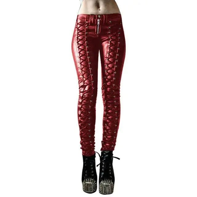 Steampunk Leather Skinny Pants